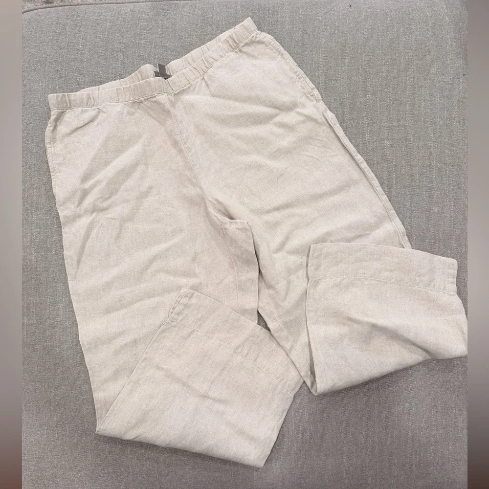 J. Jill 100% Linen Pull-On Pants | Neutral Oatmeal Beige | Size M